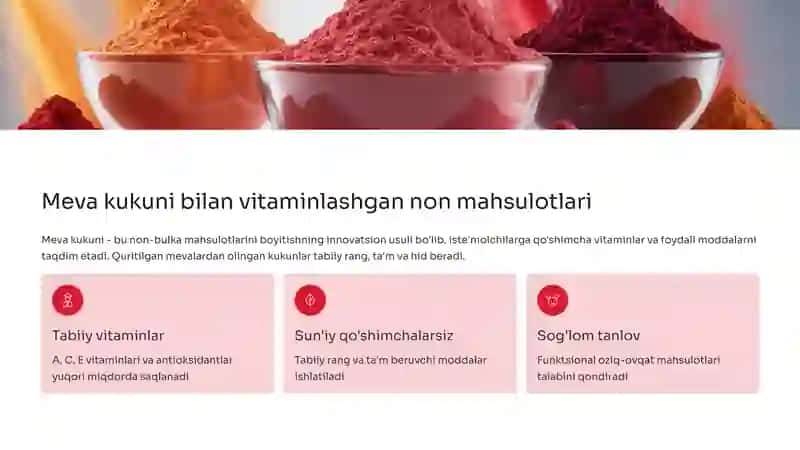 Meva kukuni bilan vitaminlashgan non mahsulotlari 2