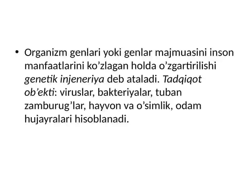 GEN MUHANDISLIGI VABIOTEXNOLOGIYA 2
