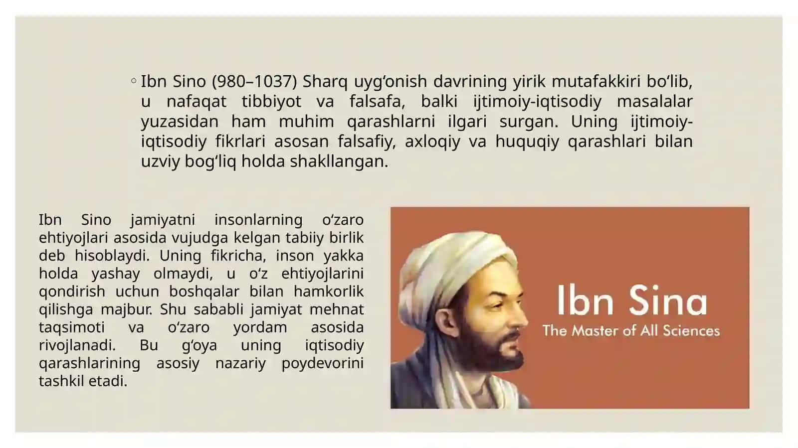 Ibn Sinoning iqtisodiyotga oid qarashlari 2