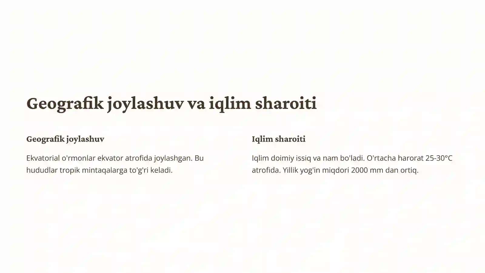 Ekvatorial o'rmonlar tabiat zonasi tuproqlari 2
