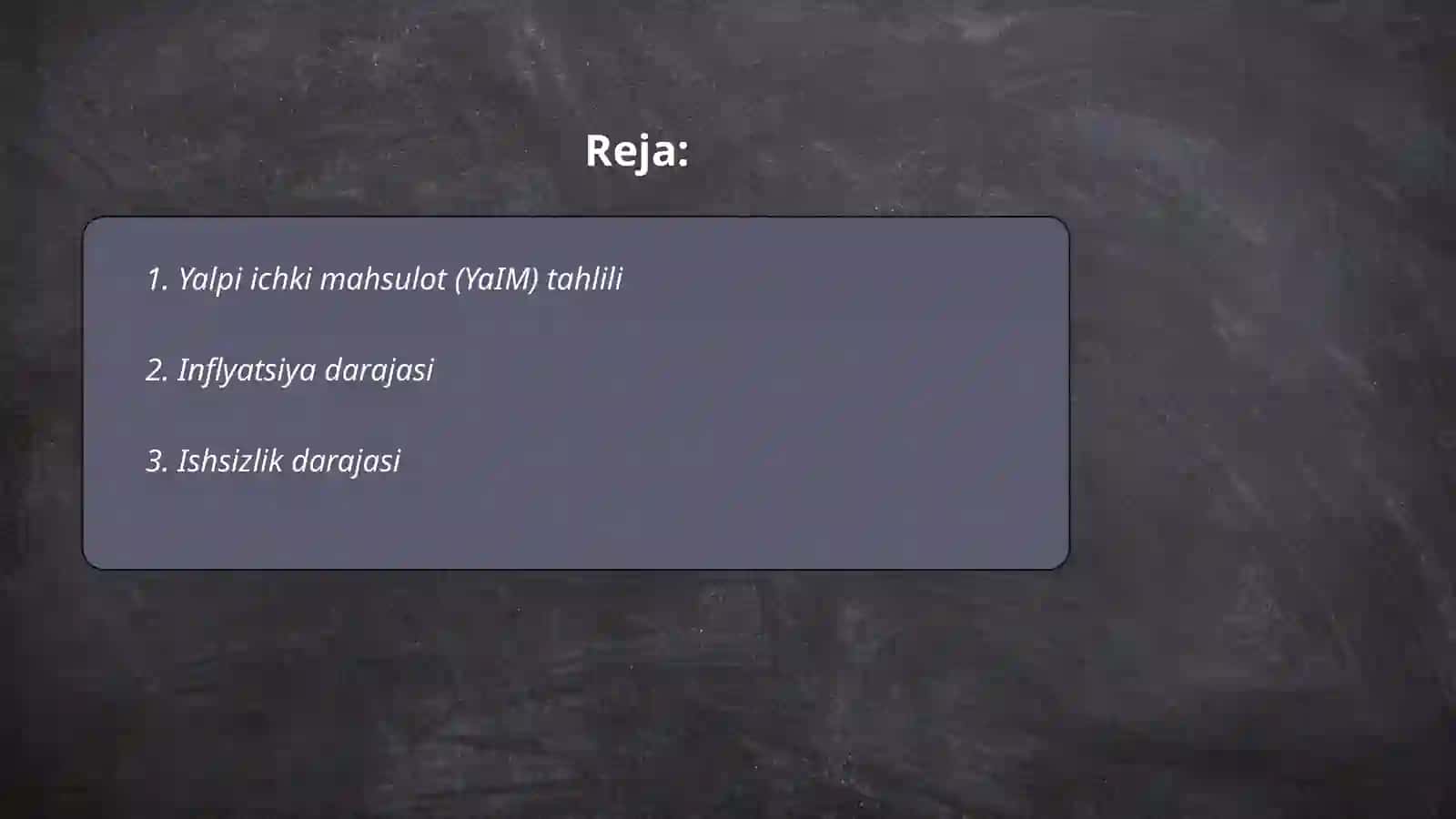 Yalpi ichki mahsulot (YaIM) tahlili 2