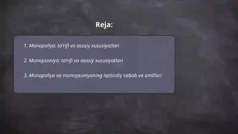 Monopoliya va Monopsoniya 2