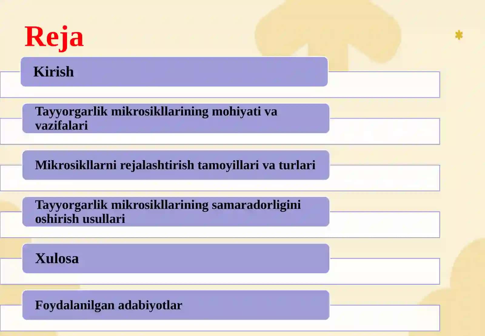 Tayyorgarlik mikrosikllarini rejalashtirish 2