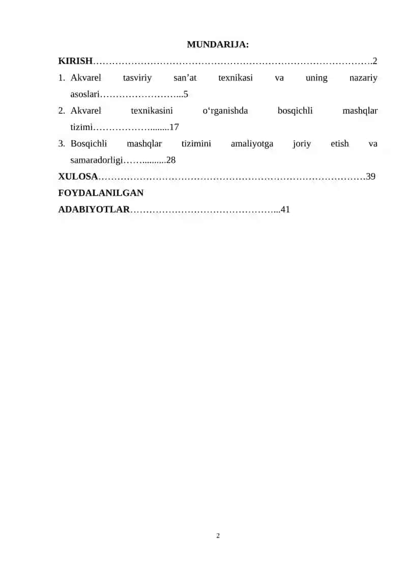 AKVAREL TEXNIKASINI O'RGANISHDA BOSQICHLI MASHQLAR TIZIMI 2