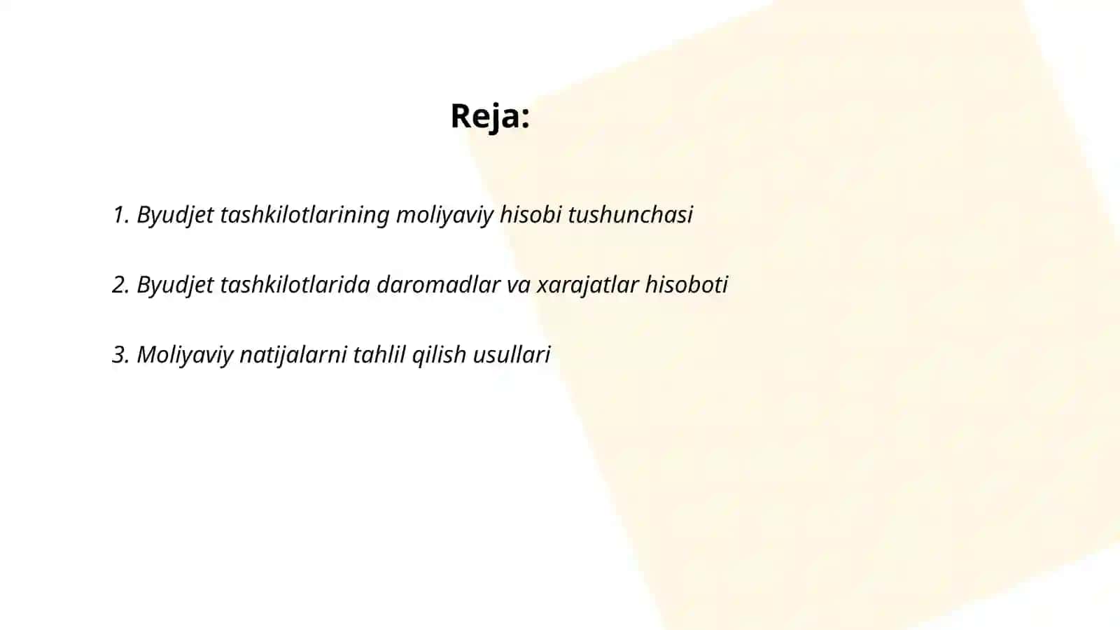 Byudjet tashkilotlarida moliyaviy natijalar hisobi 2