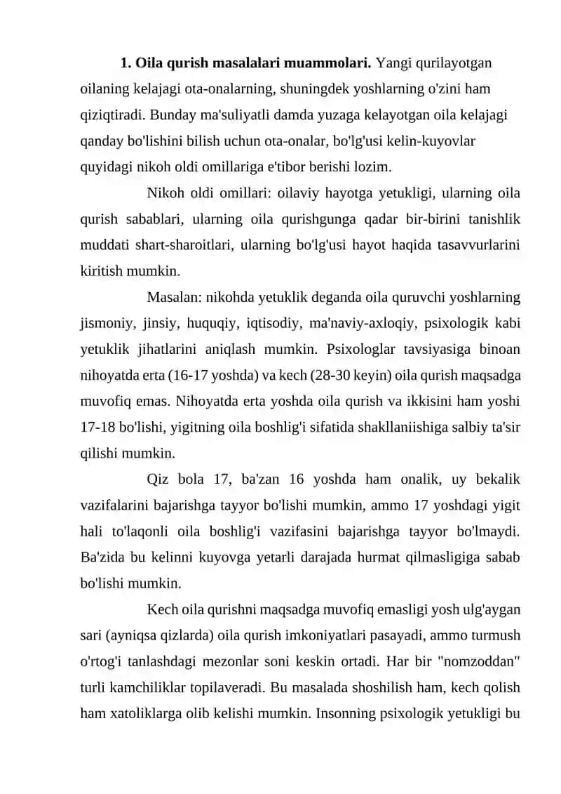 Erta turmush va uning salbiy oqibatlari 2