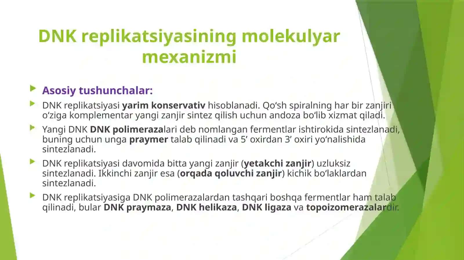 DNK replikatsiyasining molekulyar mexanizmini o’rganish 2