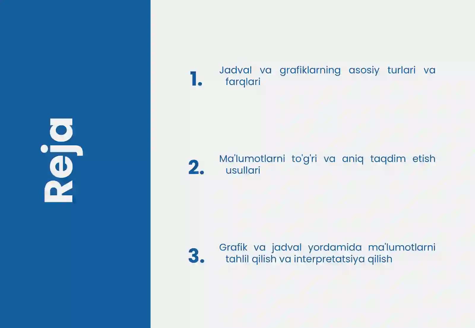 Statistik ma'lumotlarni jadval va grafiklarda tasvirlash 2