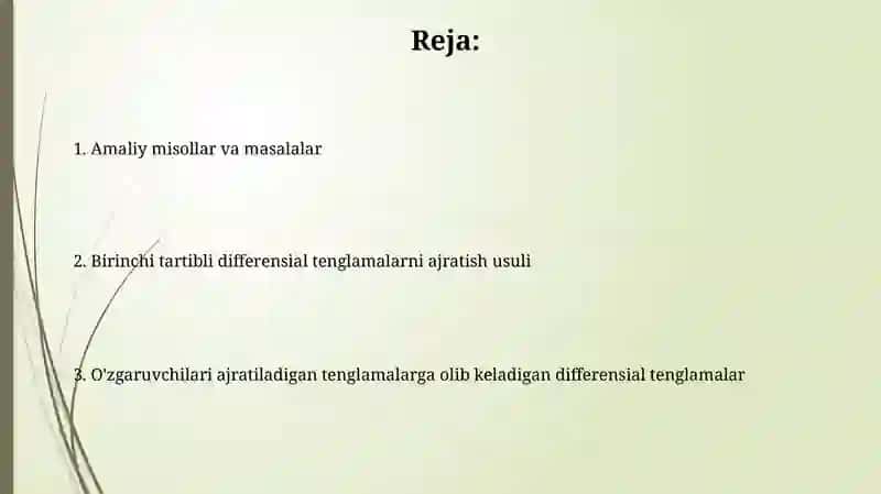 Birinchi tartibli differensial tenglamalar 2