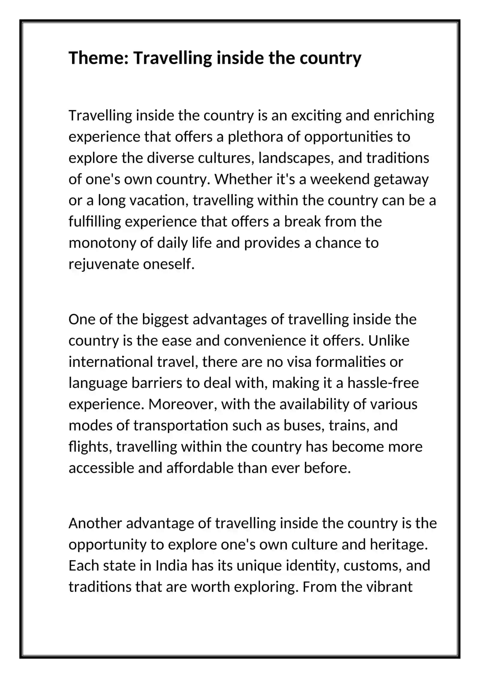 Travelling inside the country 2