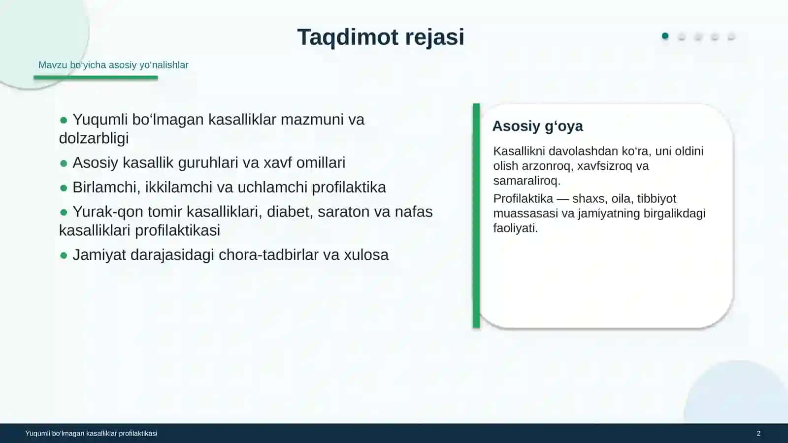 Yuqumli bo‘lmagan kasalliklar profilaktikasi 2