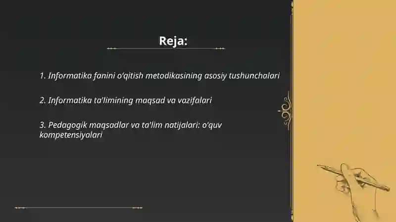 Informatika fanini oʻqitish metodikasi 2