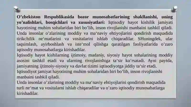 O’ZBEKISTONDA IQTISODIY ISLOHOTLAR 2