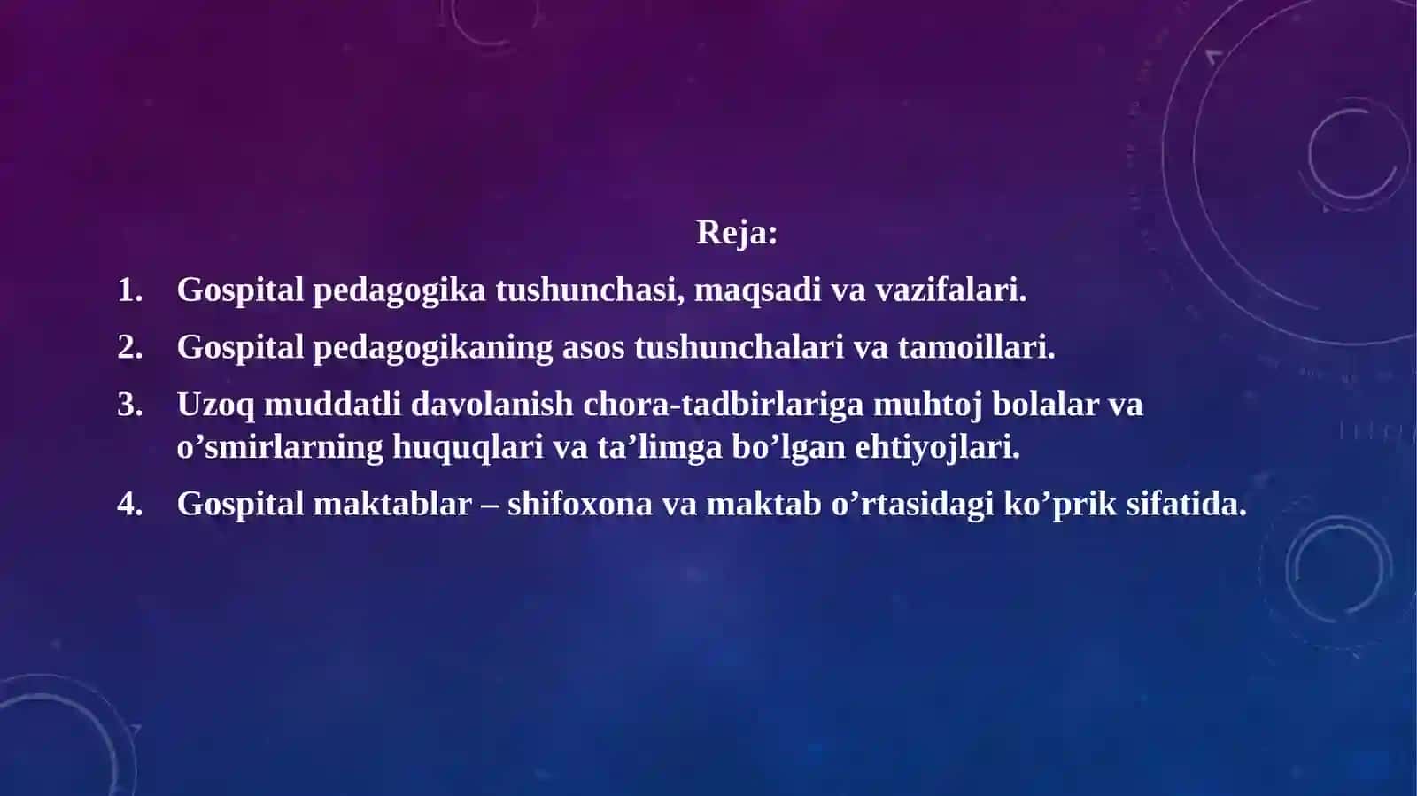“GOSPITAL PEDAGOGIKA” FANINING USLUBIY asoslari 2