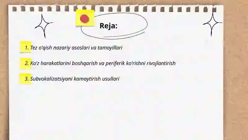 Tez oʻqishga oʻrgatish usullari 2