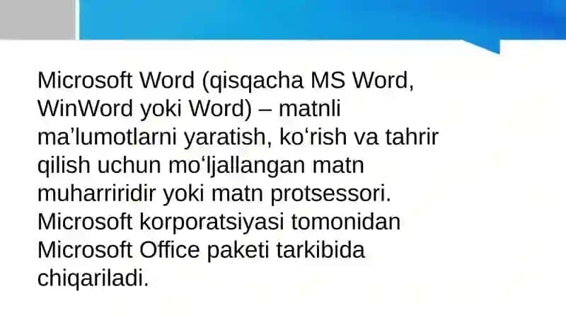 Microsoft Ofice dasturlari 2