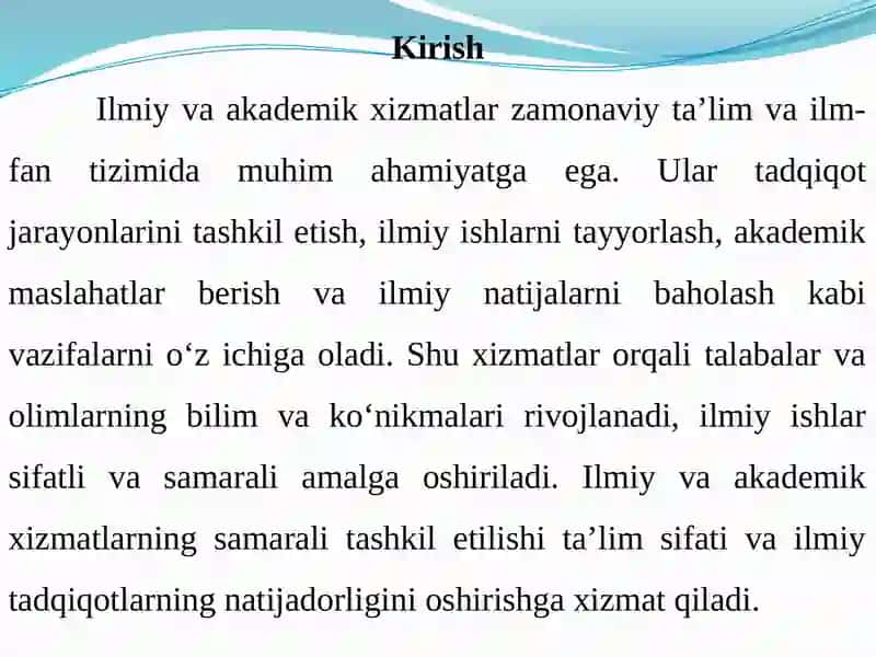 Ilmiy va akademik xizmatlar 2