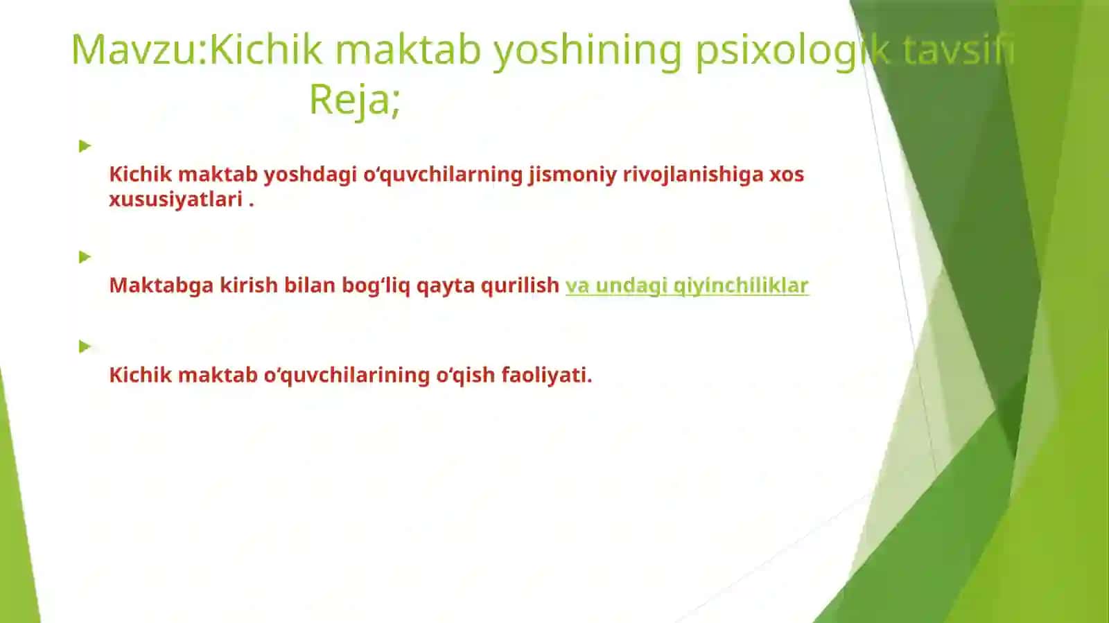 Rivojlanish psixologiyasi 2