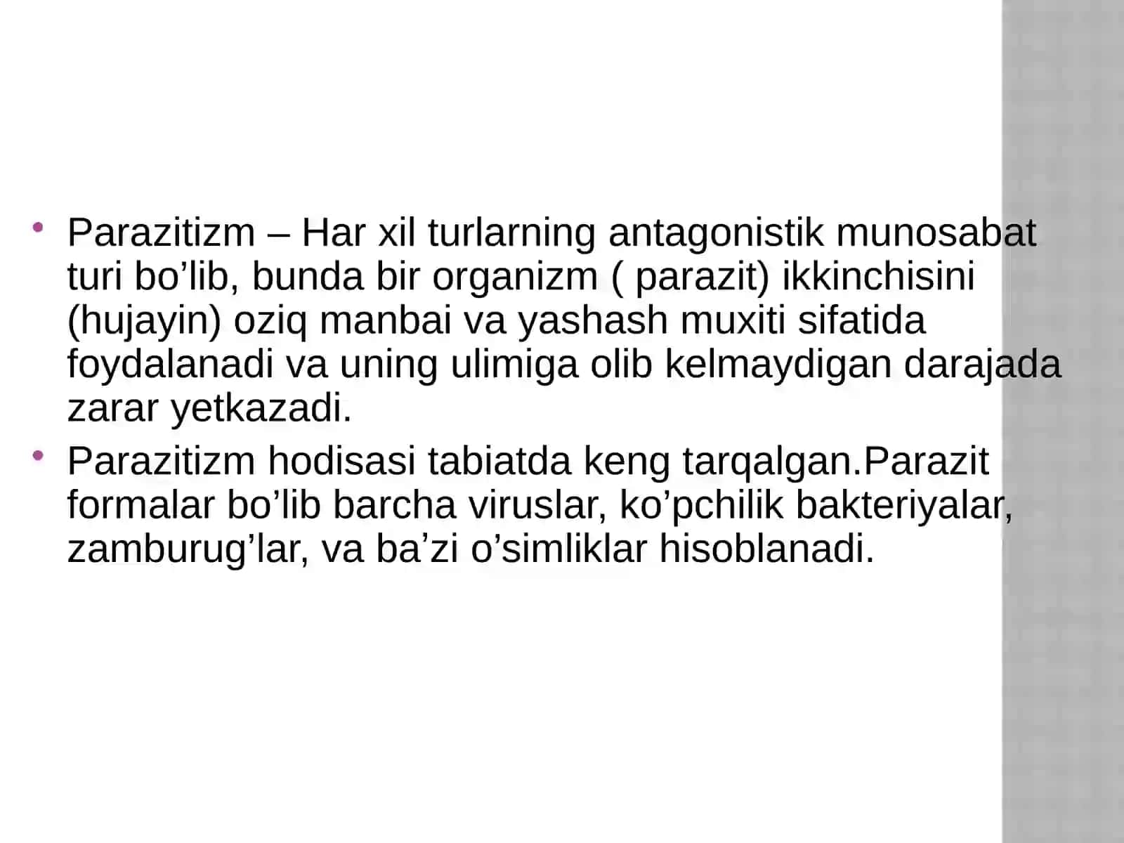 Parazitizmning biologik asoslari 2