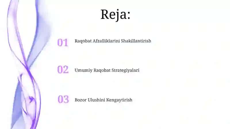 Raqobatchilikning umumiy strategiyalari 2