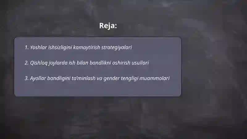 Aholi faravonligini oshirishda aholini ish bilan bandligini ta'minlash va ishsizlikni kamaytirish muammolari 2