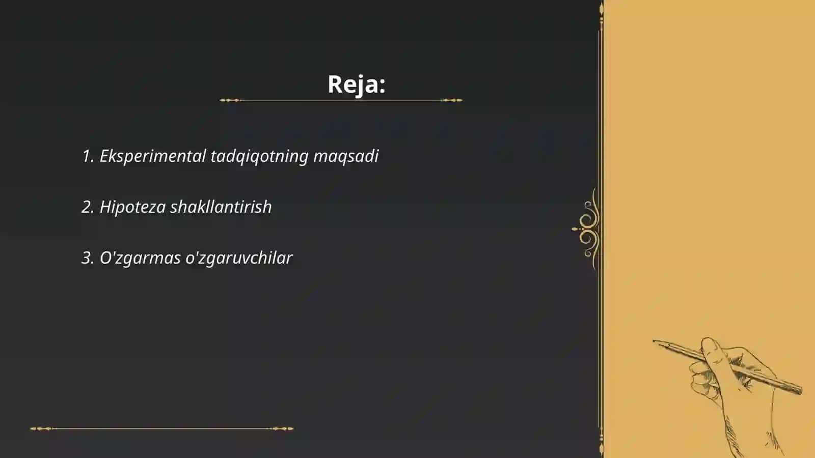 Eksperimental tadqiqotning tarkibiy tuzilishi 2