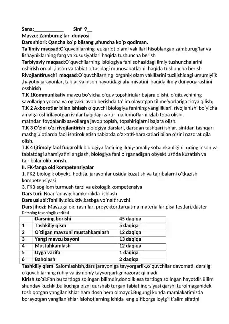 biologiya dars ishlanma 2