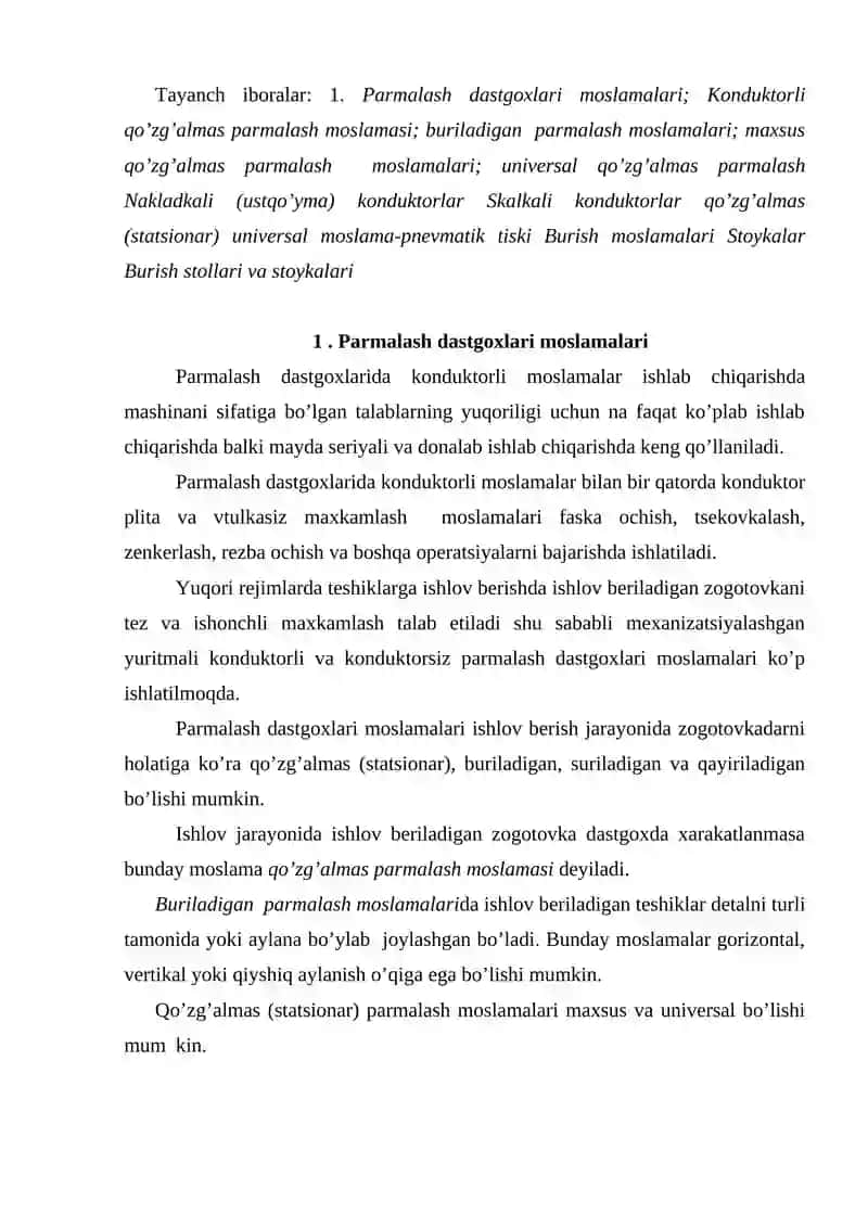 Parmalash va Frezalash dastgoxlari moslamalari 2