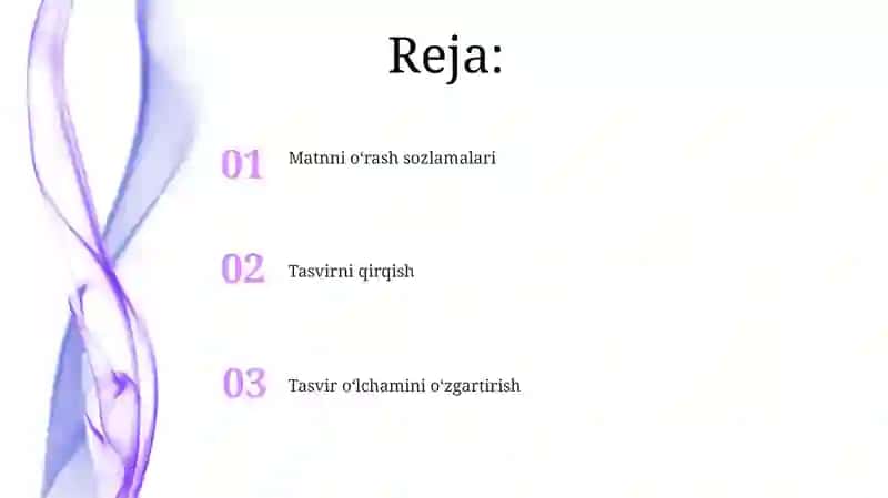 Matn o'rash sozlamalari 2