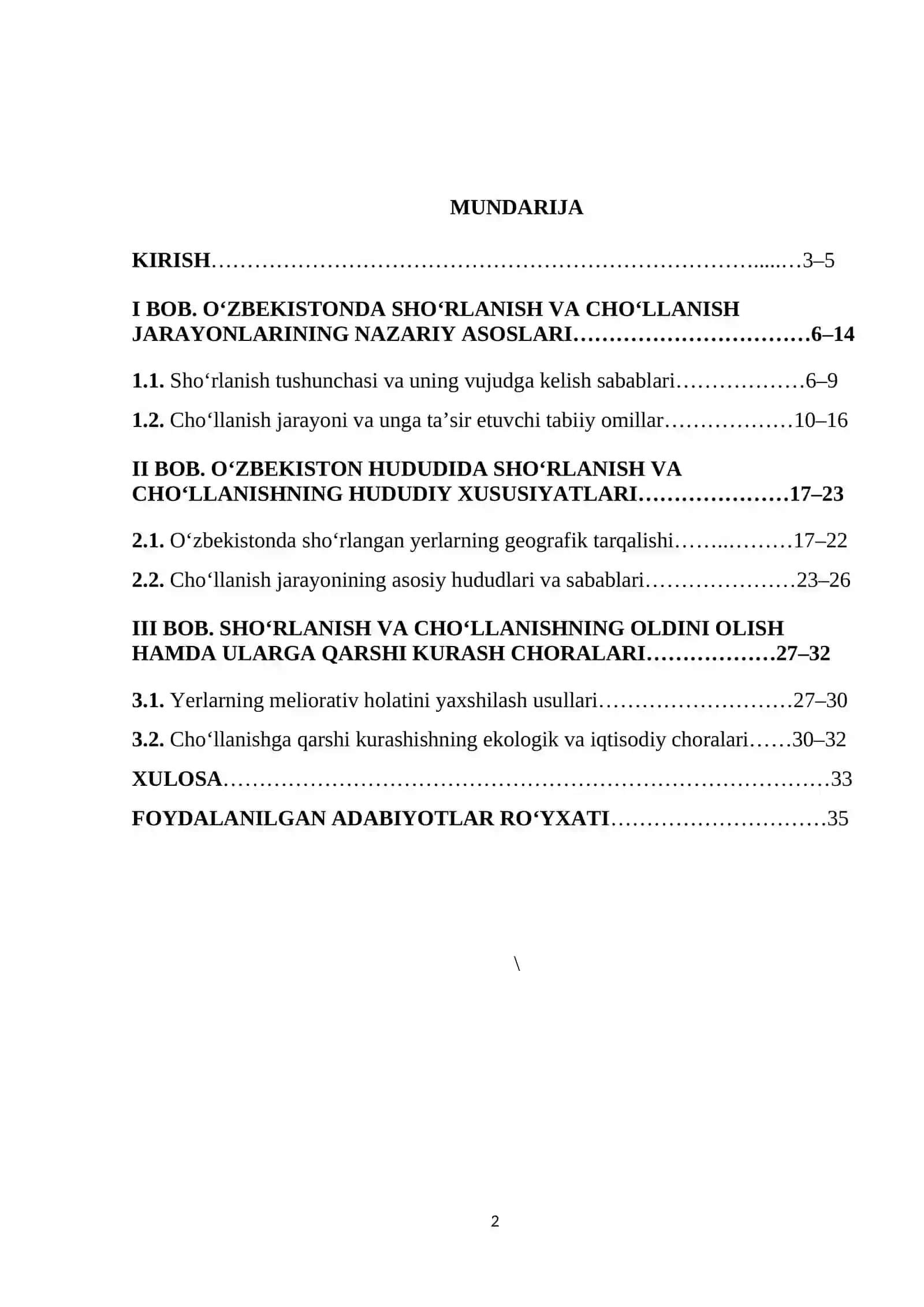 O‘zbekistonda sho‘rlanish va cho‘llanish muammolari 2
