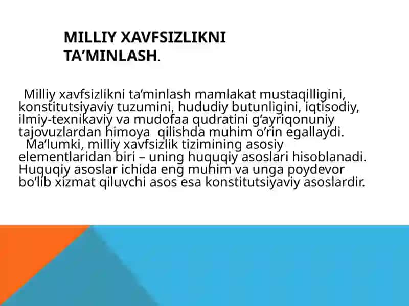Milliy xavfsizlikni ta'minlash 2