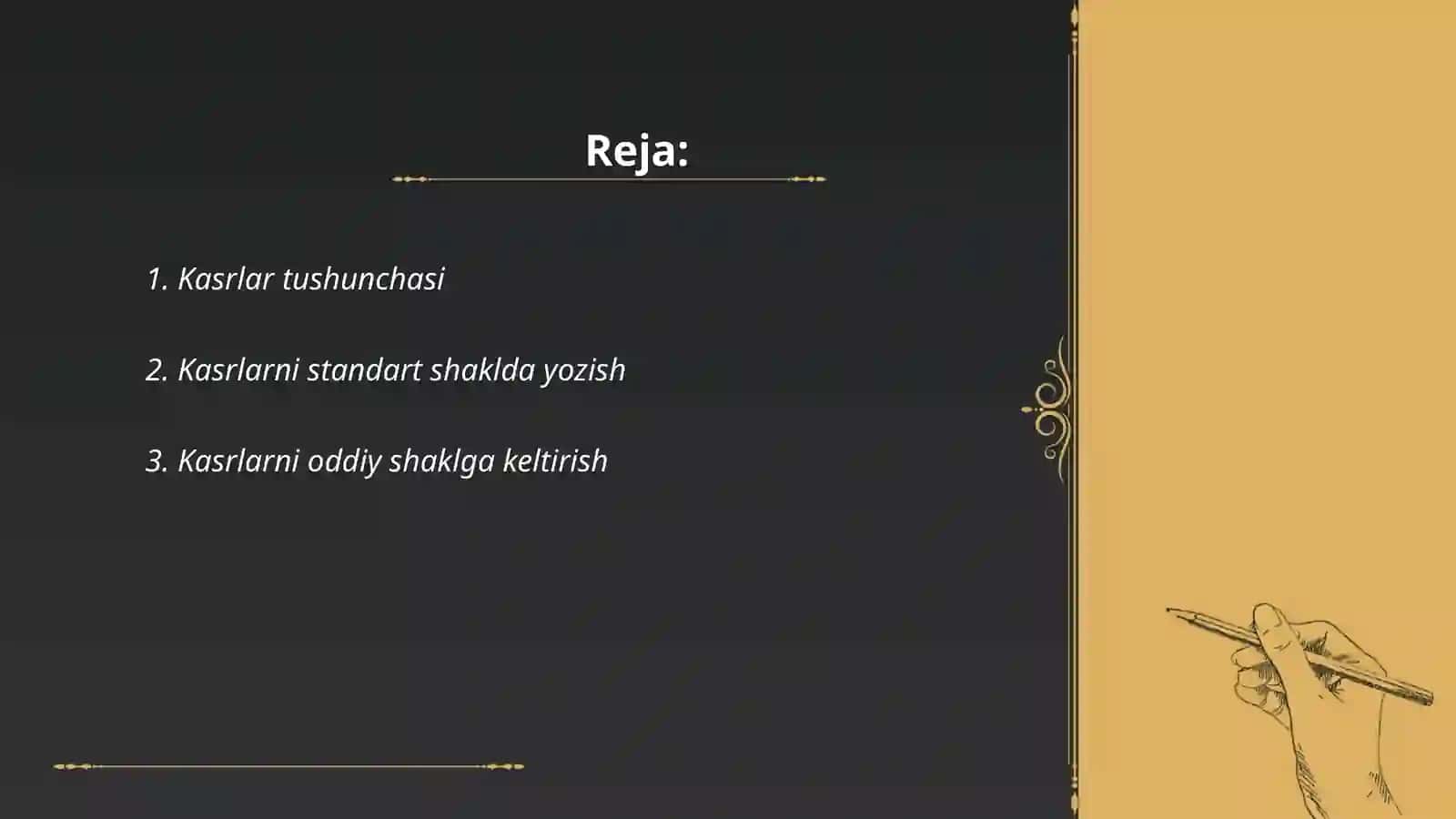 Kasrlarni qòshish va ayirish 2