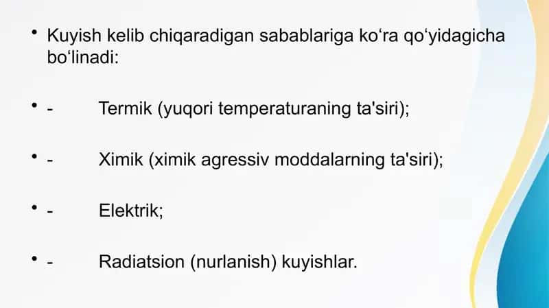 Kuyish va kuyish kasaliglari 2