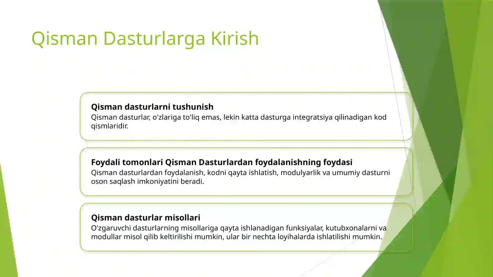 Qism dastur, qism dasturlar- funksiyalar 2
