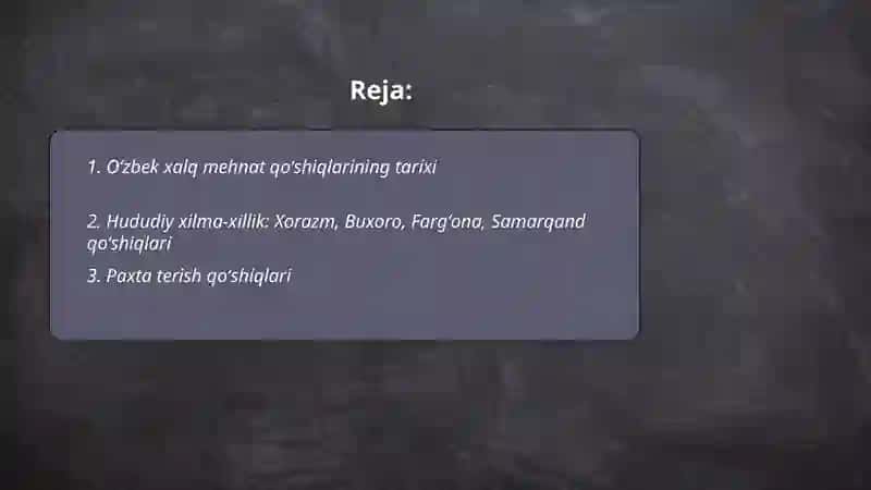 Oʻzbek xalq mehnat qoʻshiqlari 2