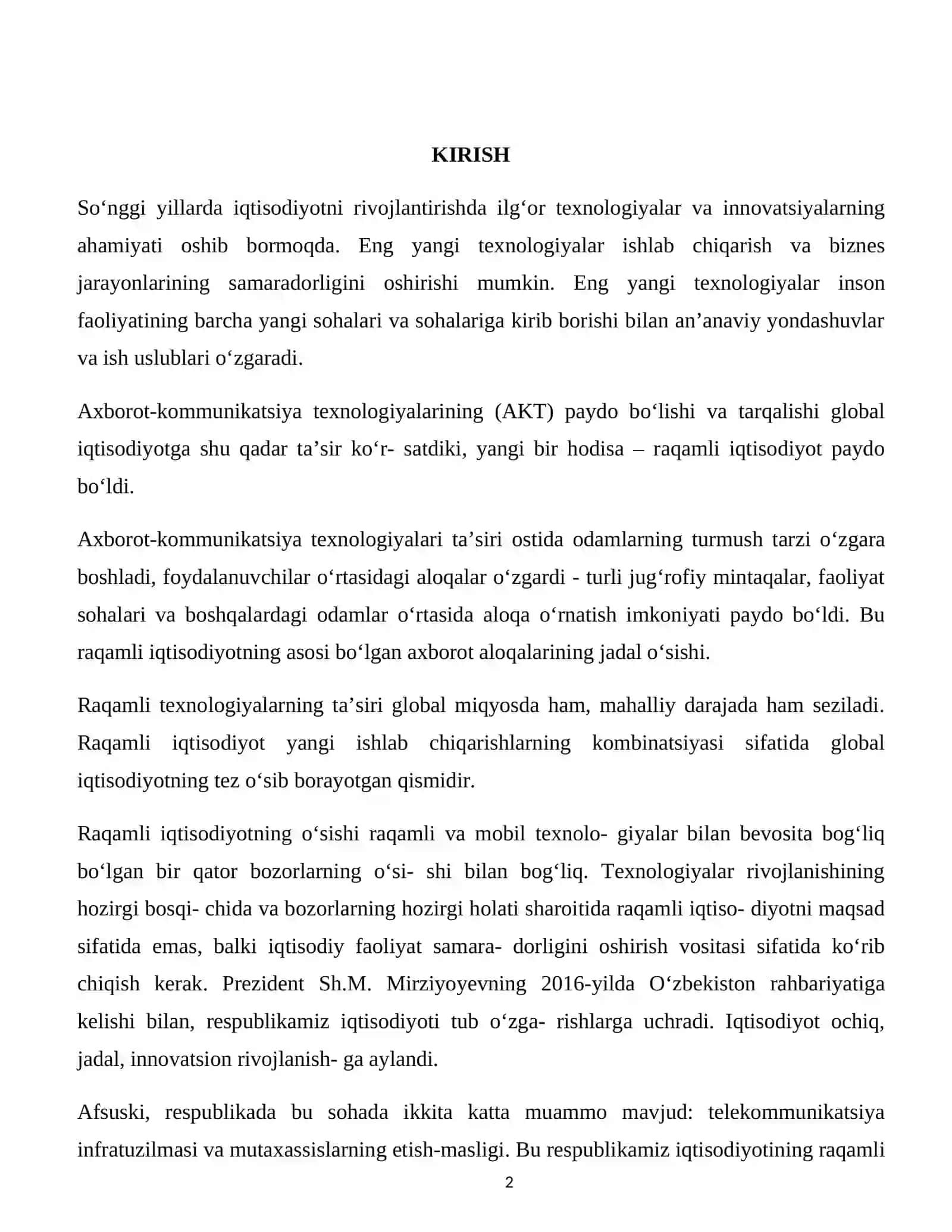 Raqamli iqtisodiyot texnologiyalari 2