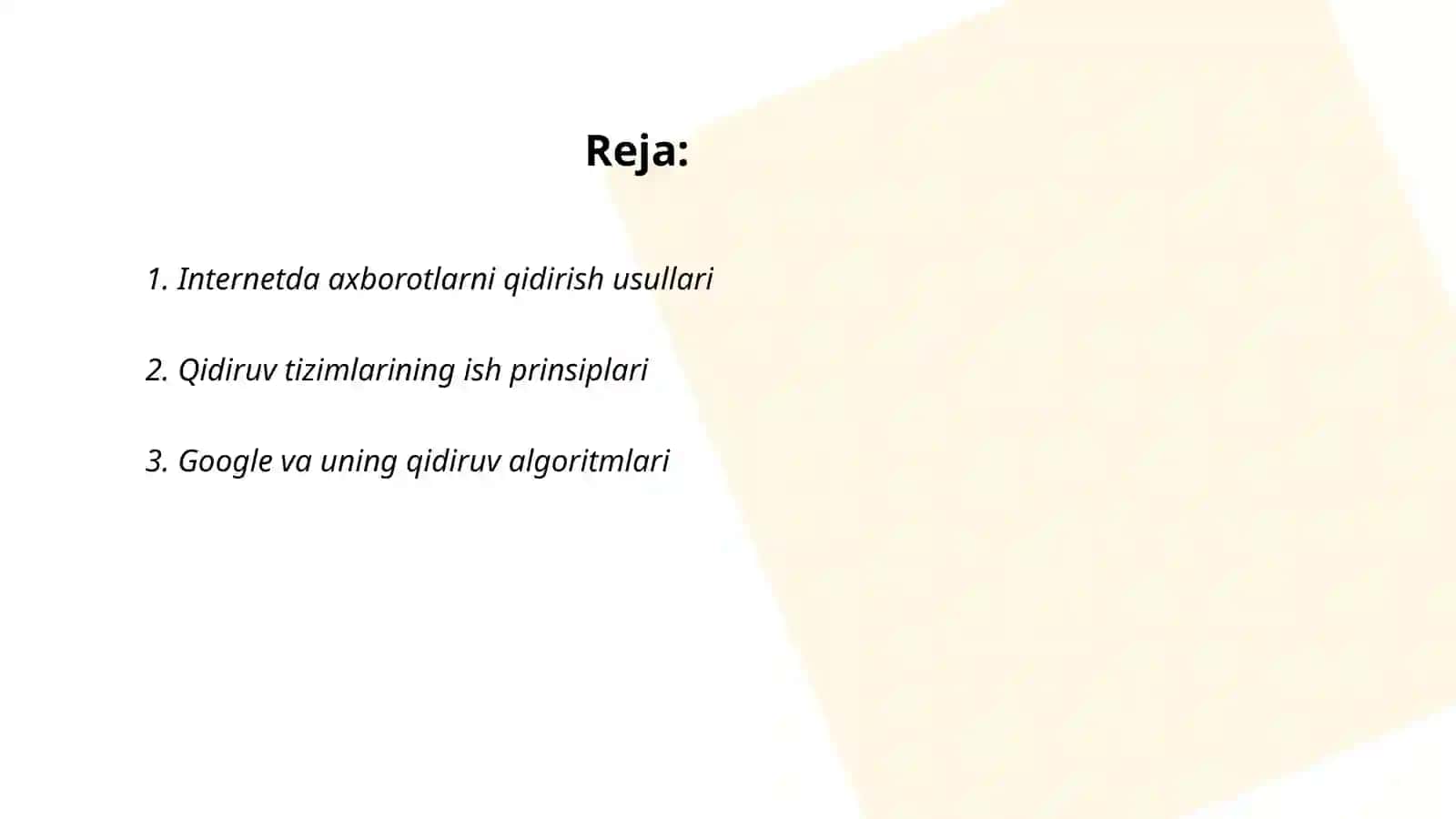 Internetda axborotlarni qidirish. Qidiruv tizimlari. Brauzerlar 2