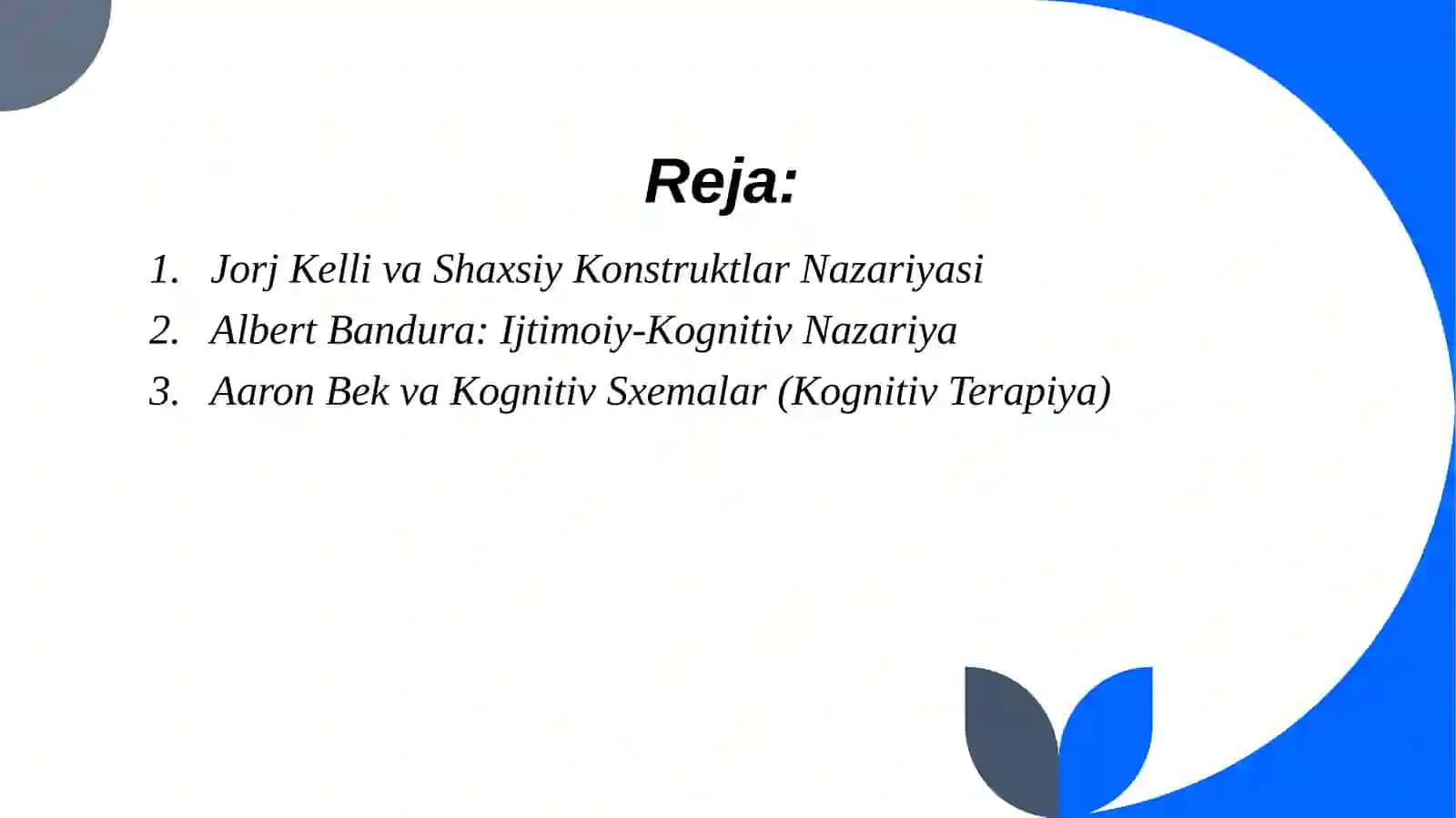 Shaxsning kognitiv nazariyasi 2