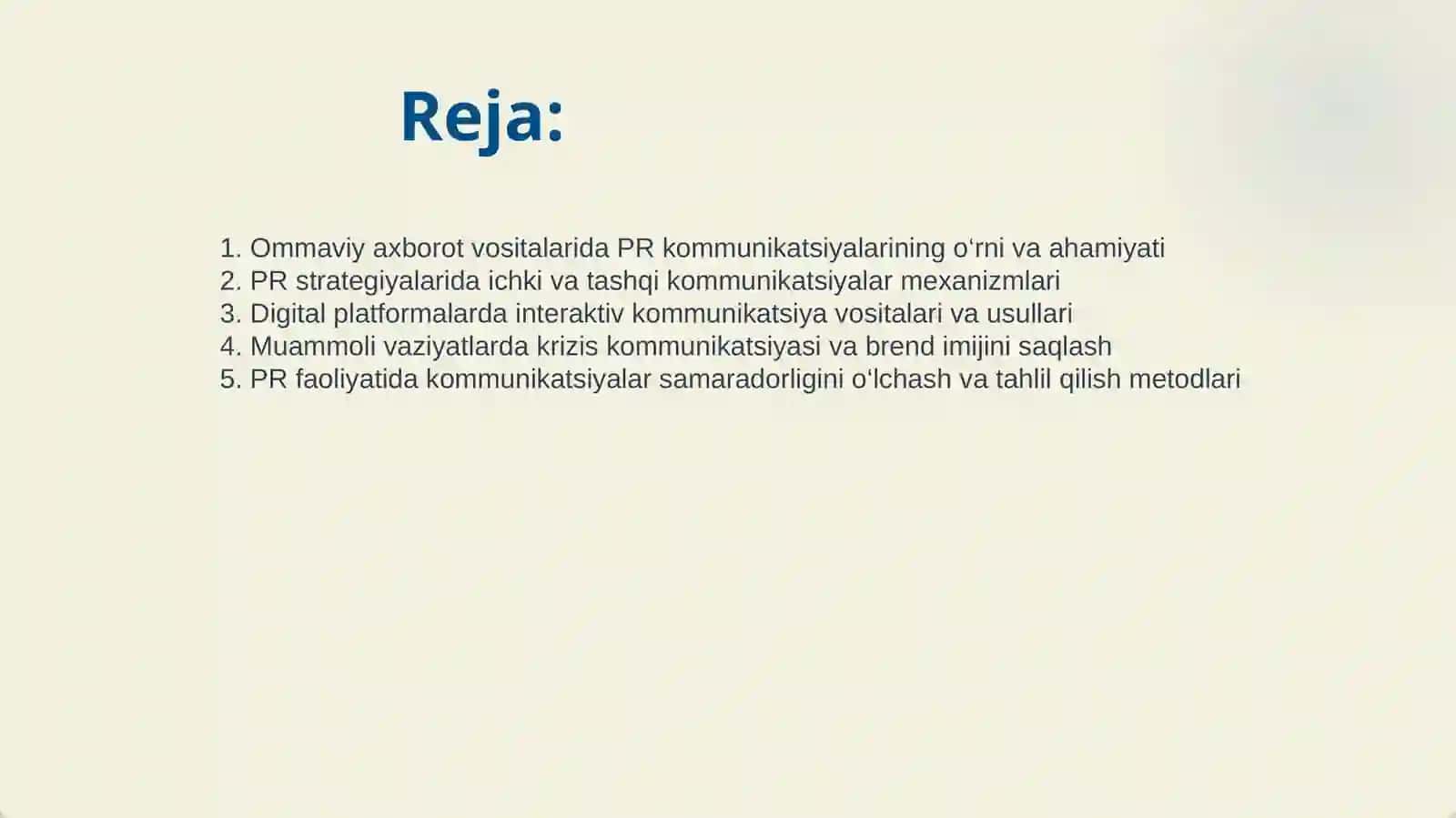 PR FAOLIYATIDA KOMMUNIKATSIYALAR 2