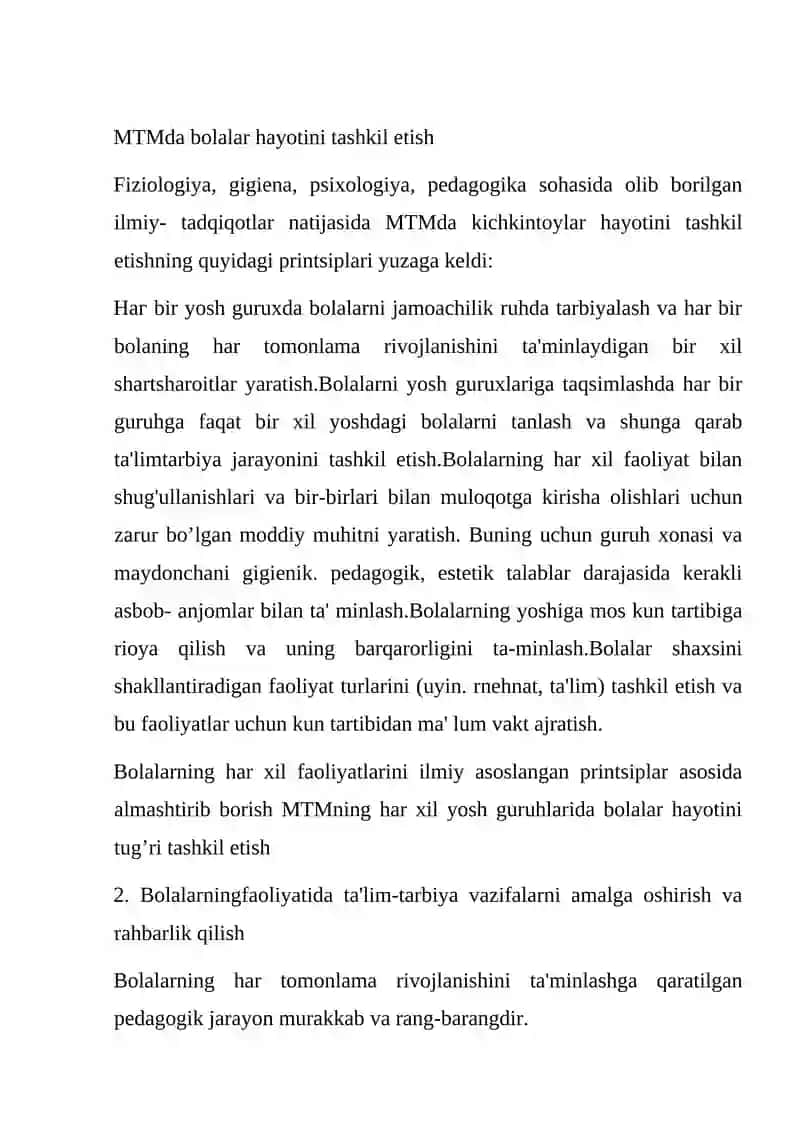 MTMda bolalar hayotini tashkil etish 2