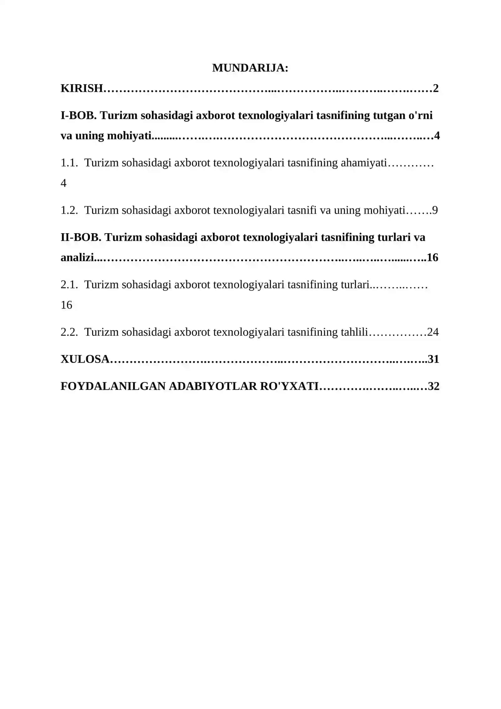 Turizm sohasidagi axborot texnologiyalari tasnifi 2