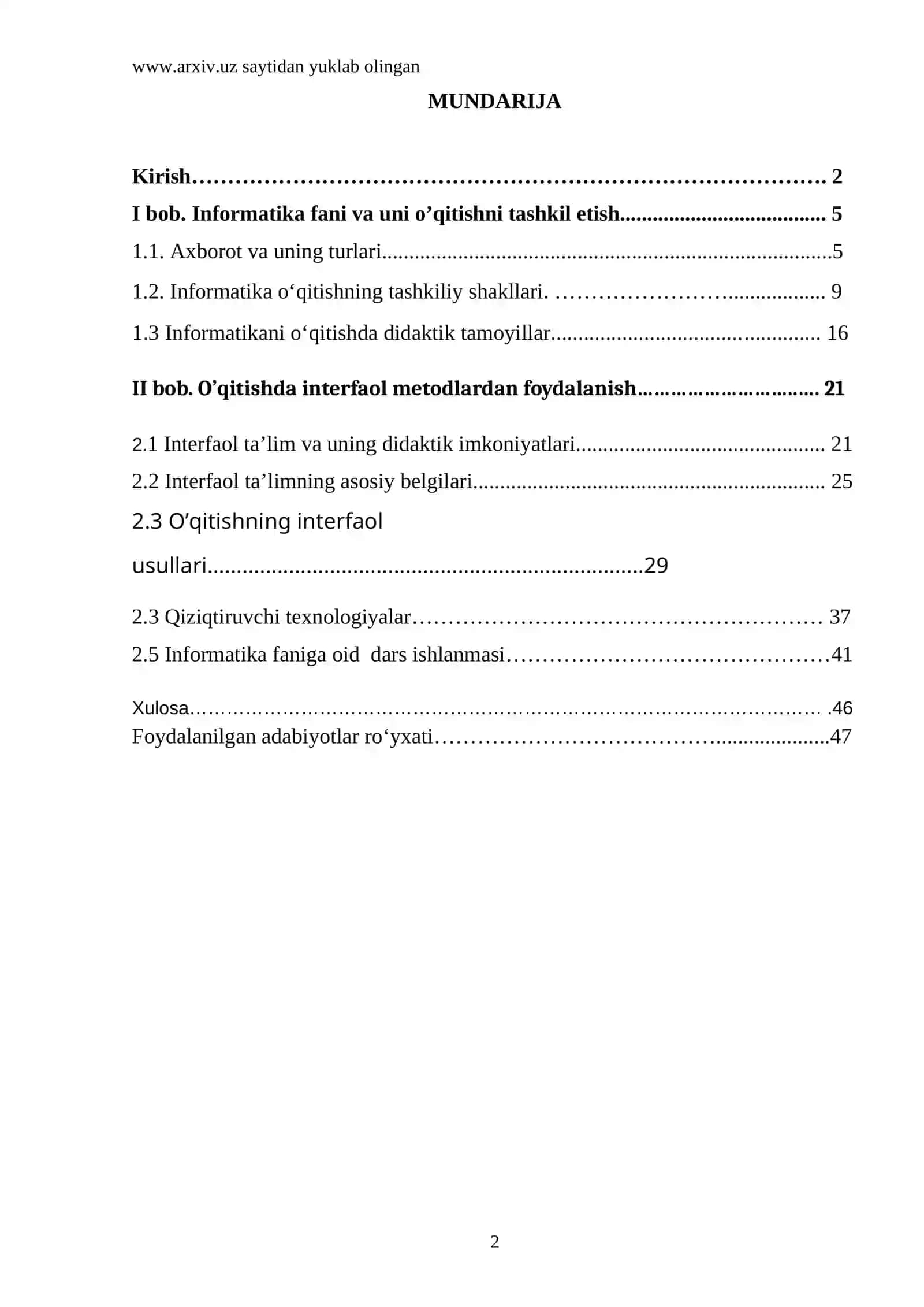 Informatikani o`qitishda interfaol ta’lim va uning didaktik imkoniyatlari 2