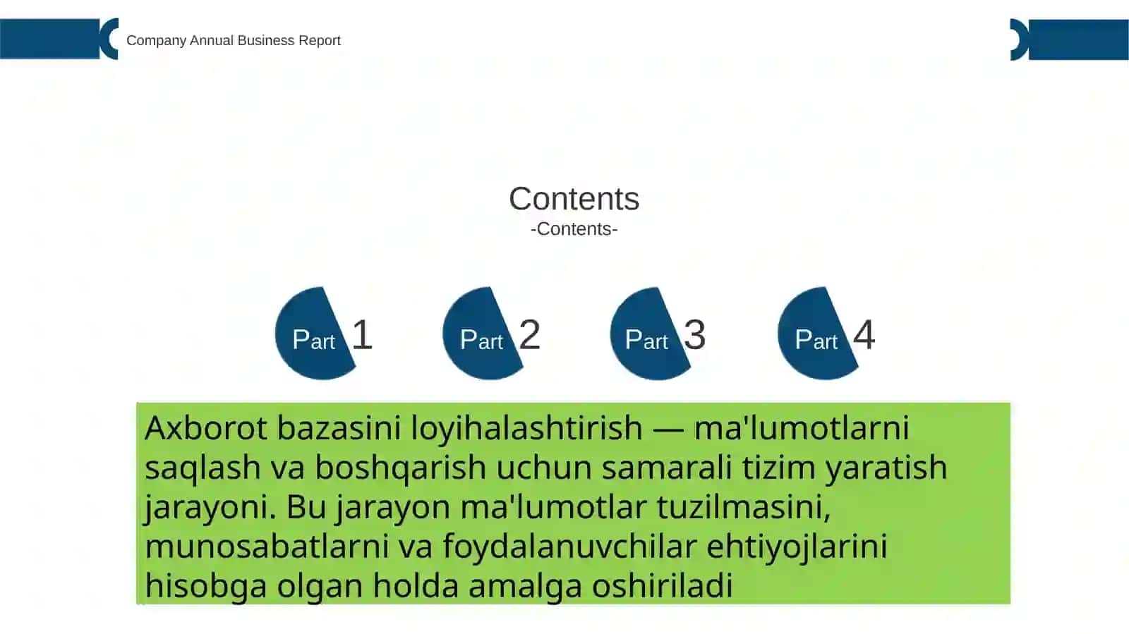 Axborot bazasini loyihalashtirish 2