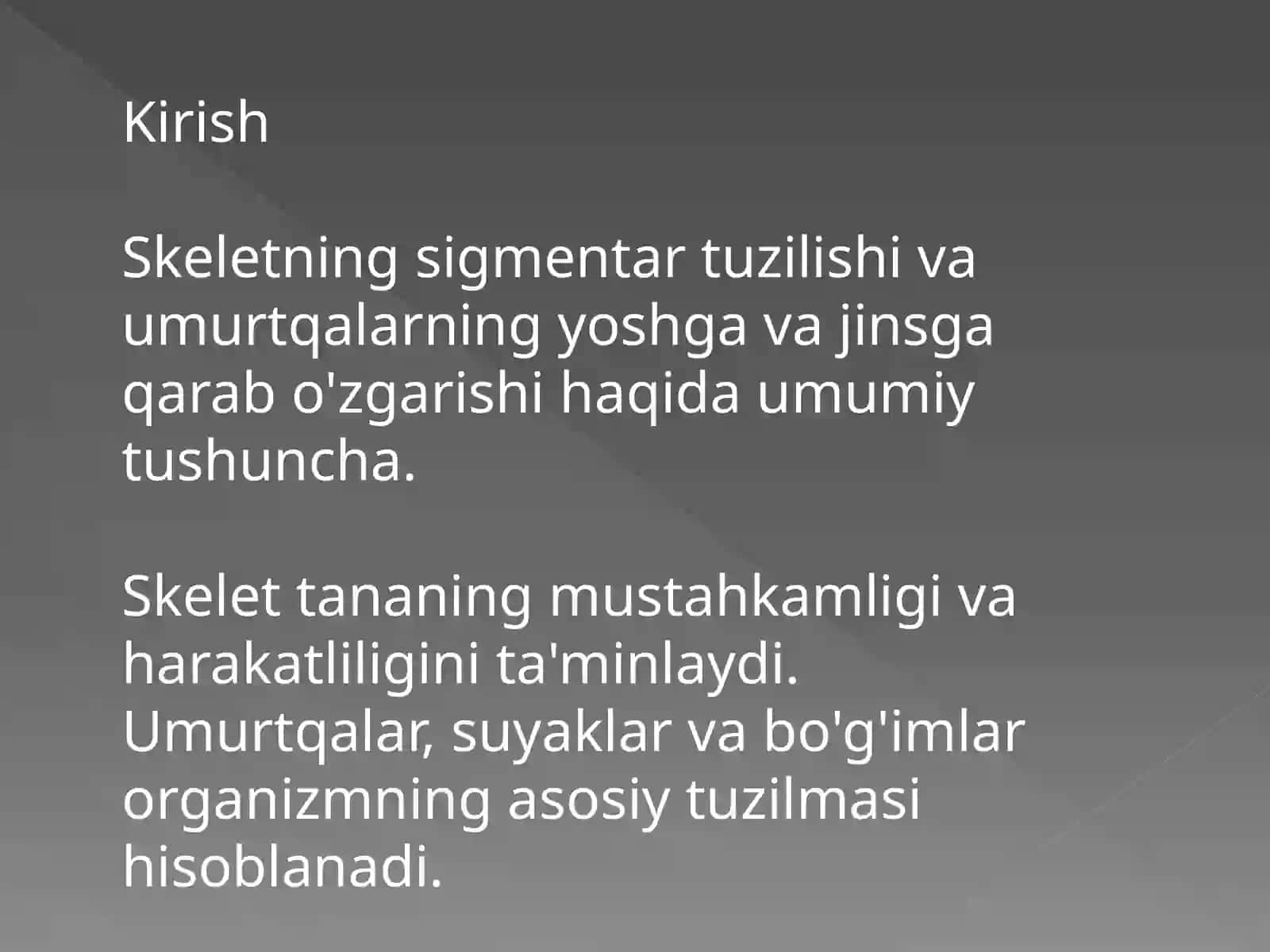 Skeletning sigmentar tuzilishi 2