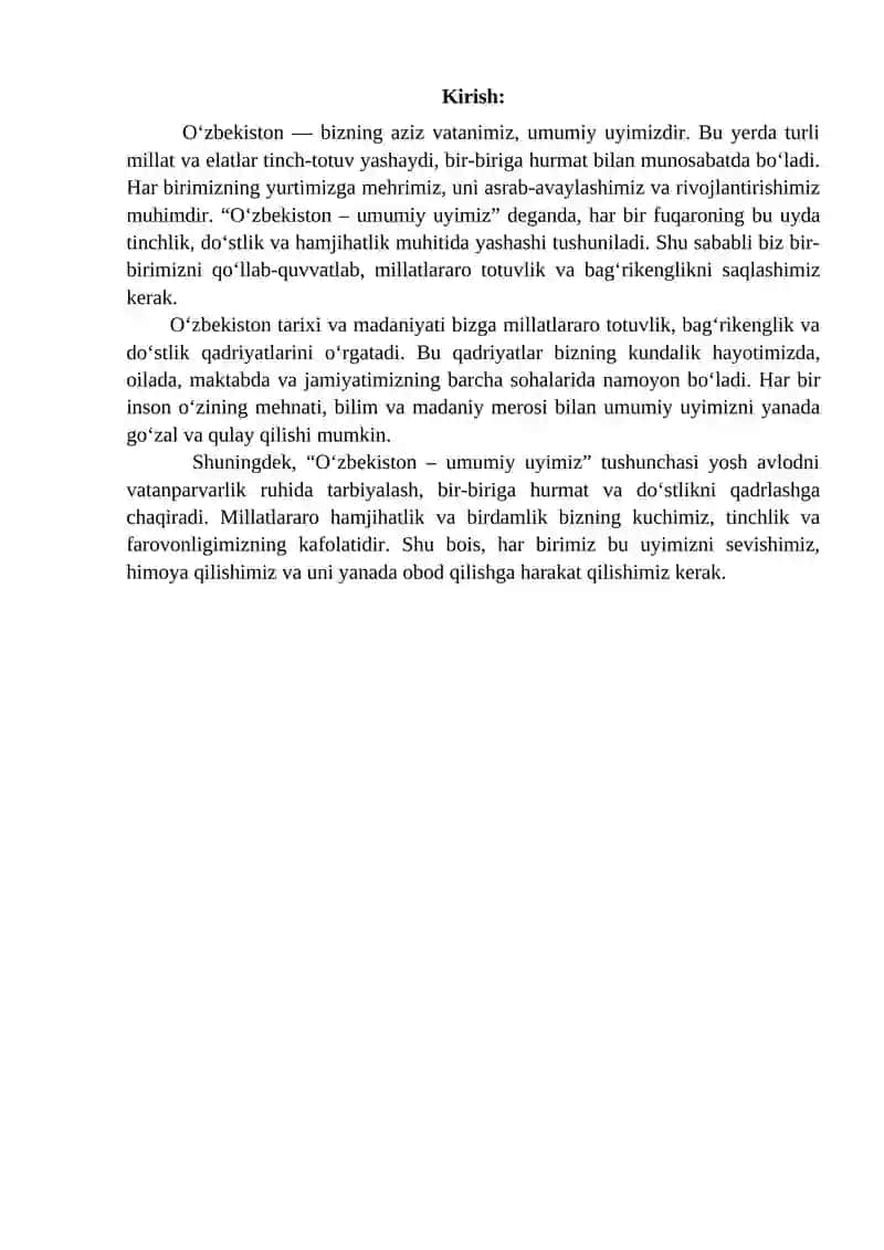 OʻZBEKISTON UMUMIY UYIMIZ 2