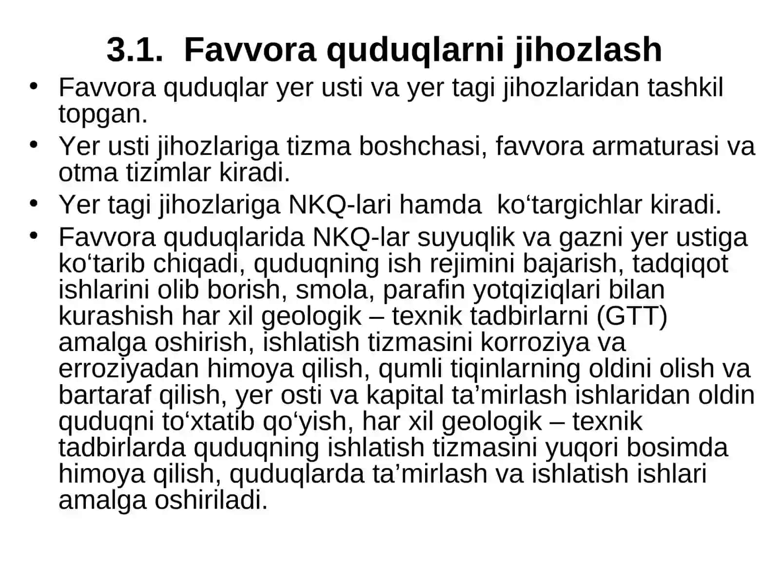 Favvora quduqlarni jihozlash 2