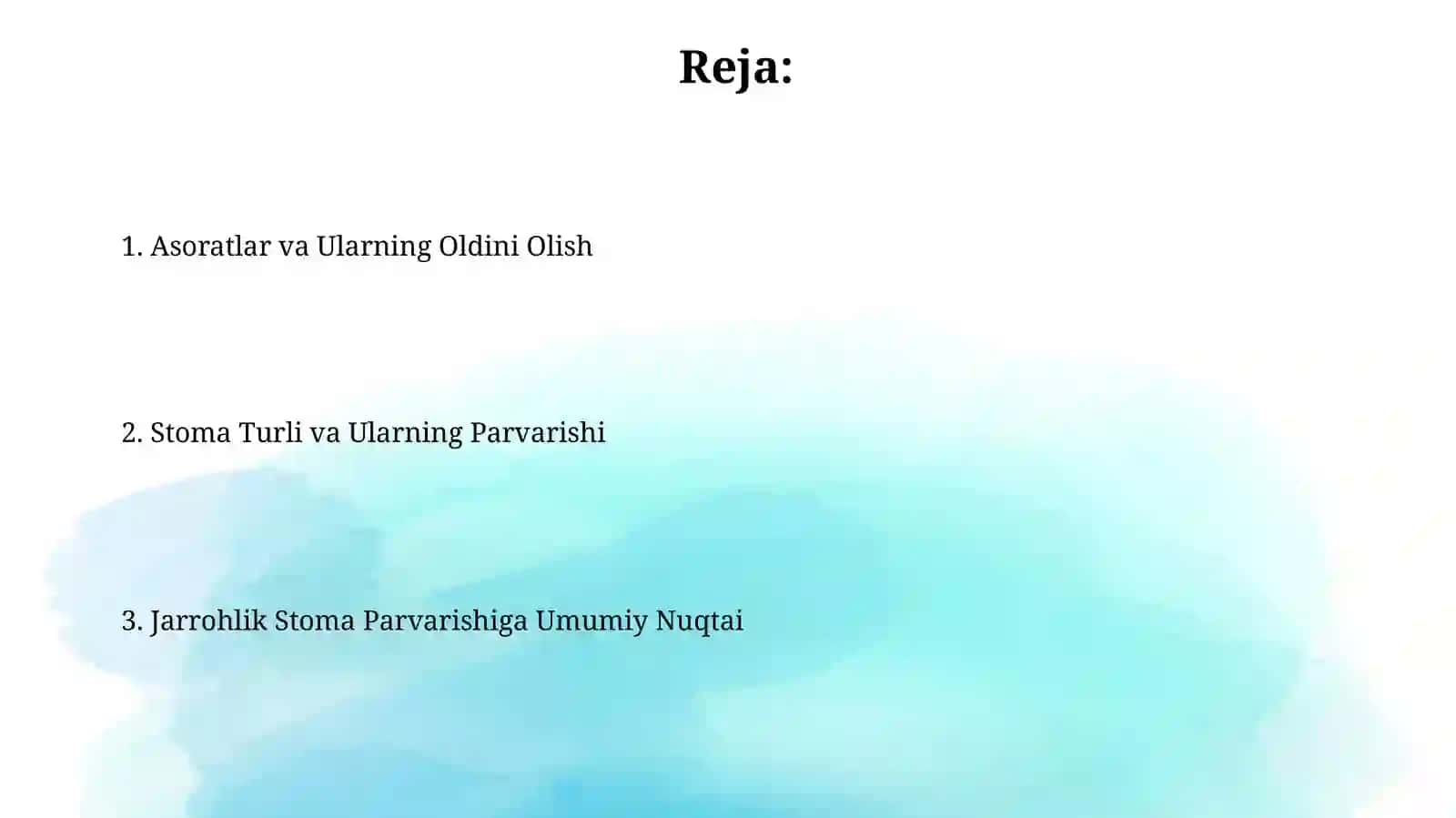 Hirurgik stomani parvarish qilish 2
