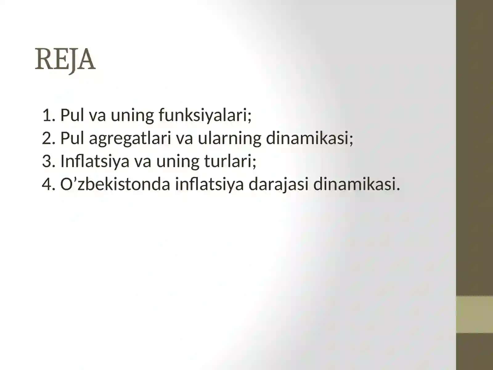 PUL VA INFLATSIYA 2