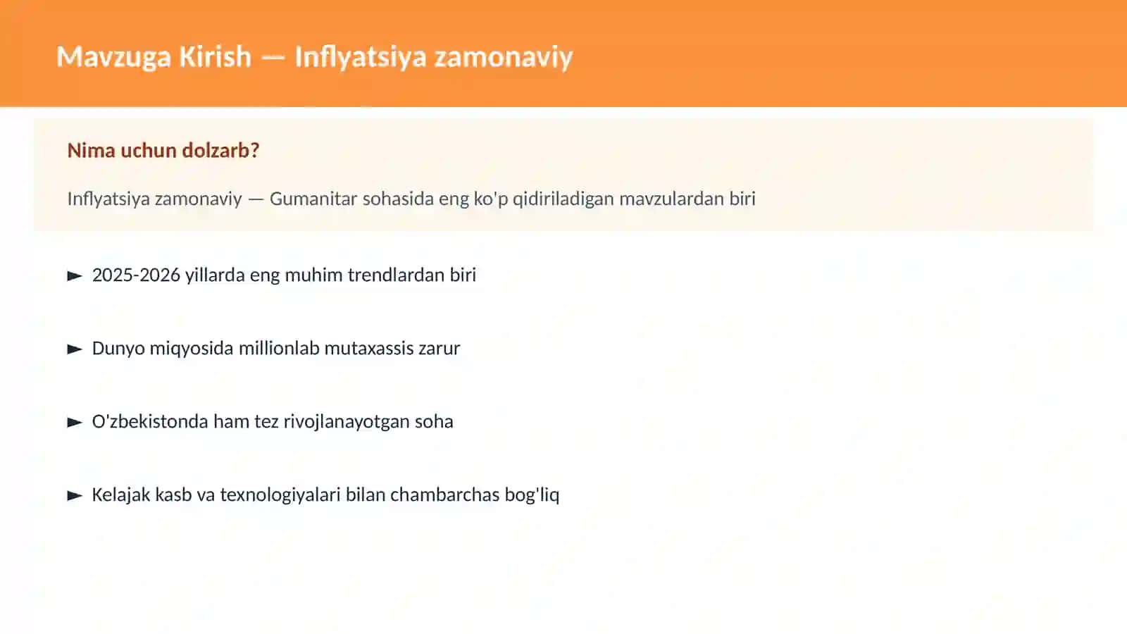 Inflyatsiya zamonaviy 2