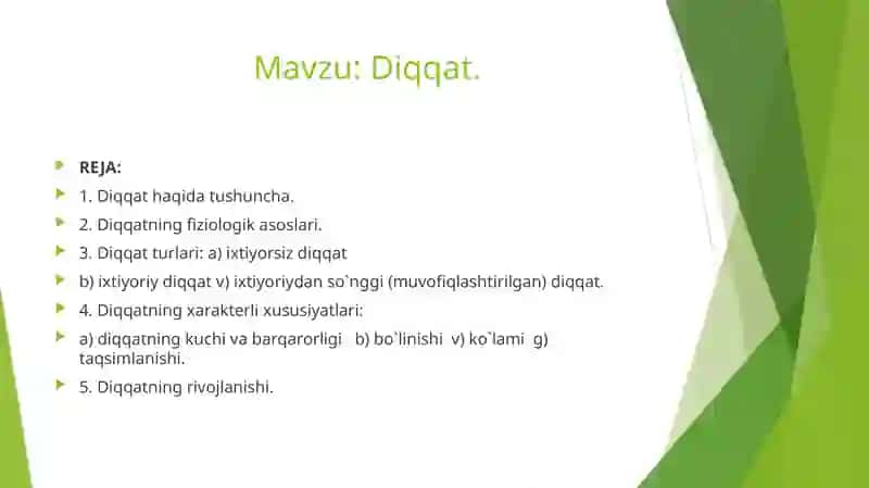 Diqqatning pedagogik va psixologik asoslari 2